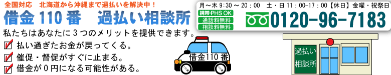 過払い請求、過払い金の相談はお任せ下さい。